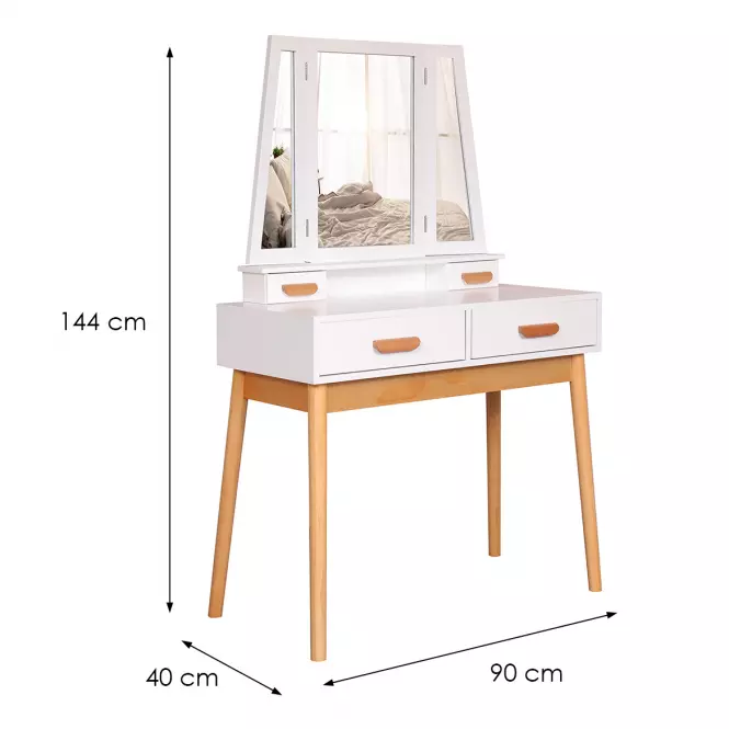 Toaletný stolík Sylvia 015 9514 biela/prirodzené