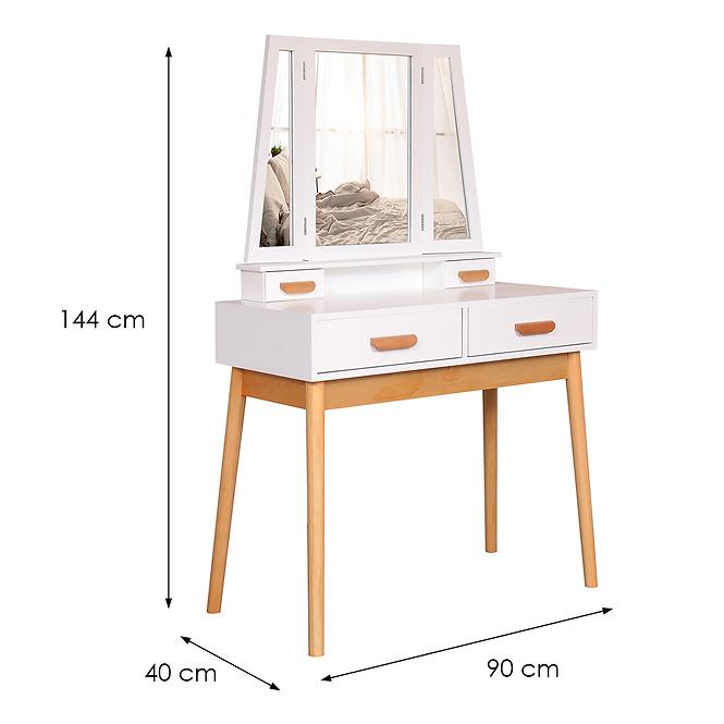 Toaletný stolík Sylvia 015 9514 biela/prirodzené,2