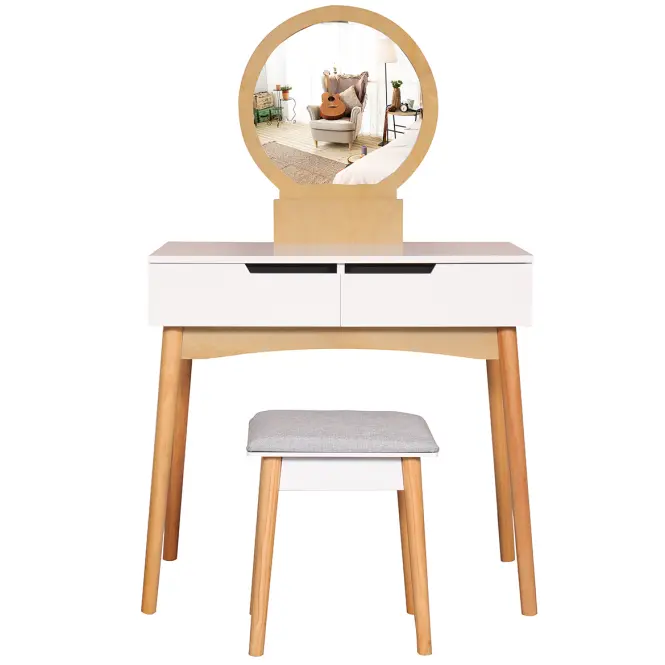 Toaletný stolík + Taburetka Sylvia 017 9515 biela/prírodný,3