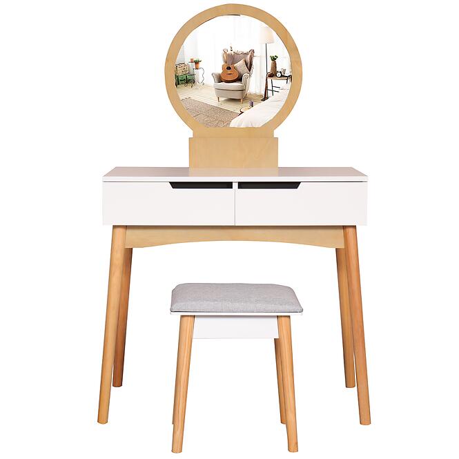 Toaletný stolík + Taburetka Sylvia 017 9515 biela/prírodný,3