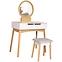 Toaletný stolík + Taburetka Sylvia 017 9515 biela/prirodzené