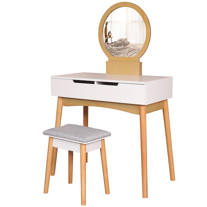 Toaletný stolík + Taburetka Sylvia 017 9515 biela/prirodzené,4