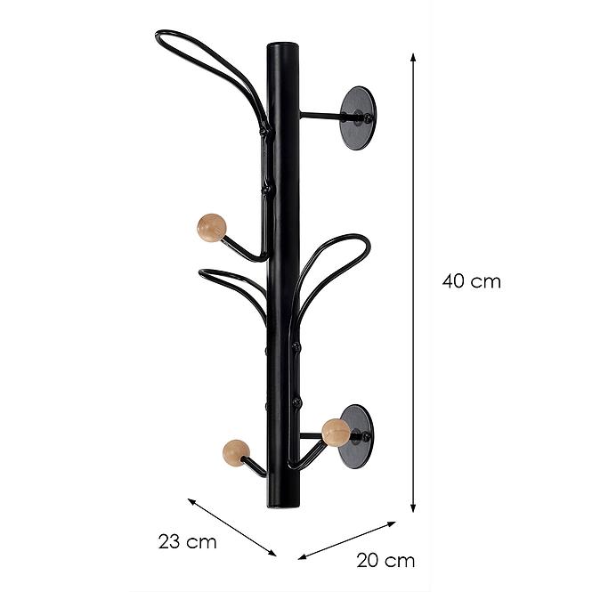 Nástenný vešiak Gc7469 Čierna/Prirodzené,2