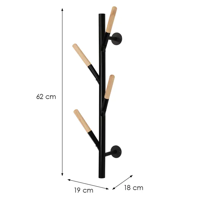 Nástenný vešiak  Gc5935 čierna/prírodná