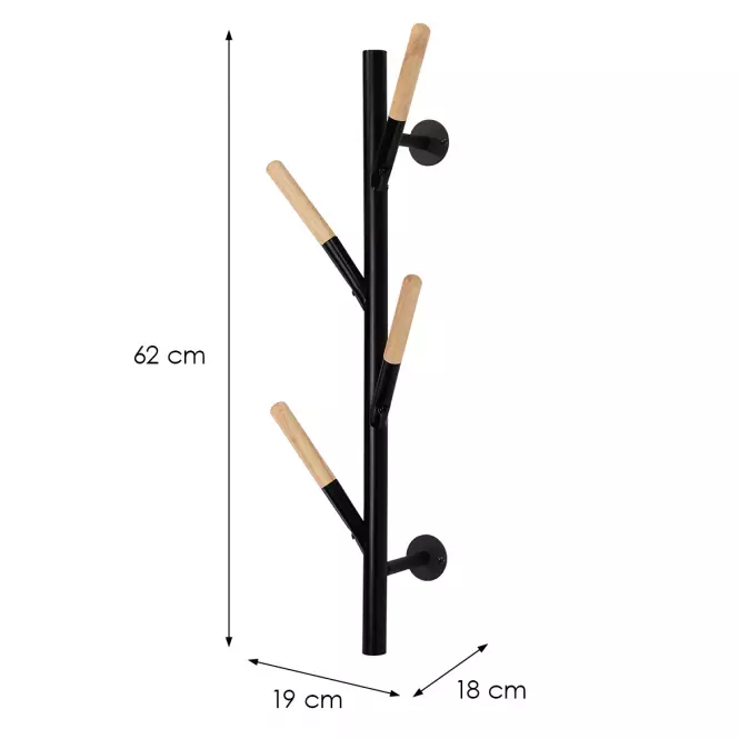 Nástenný vešiak  Gc5935 Čierna/Prirodzené