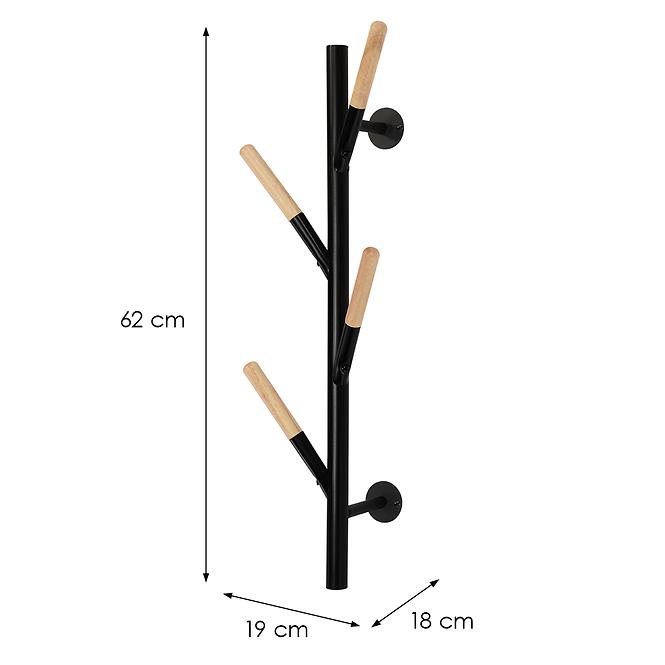 Nástenný vešiak  Gc5935 Čierna/Prirodzené