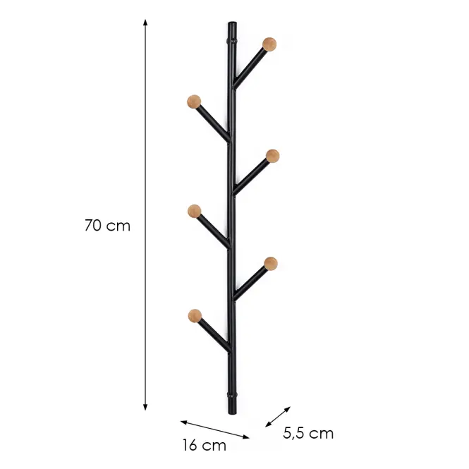 Nástenný vešiak  Gc7139-1 čierna/prírodná