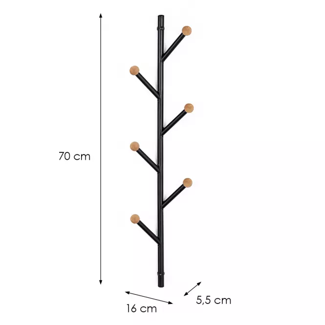 Nástenný vešiak  Gc7139-1 Čierna/Prirodzené