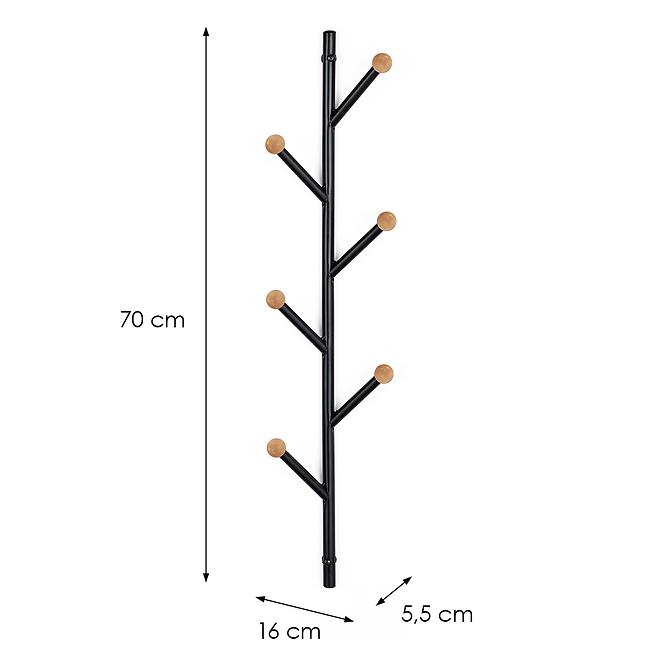 Nástenný vešiak  Gc7139-1 Čierna/Prirodzené