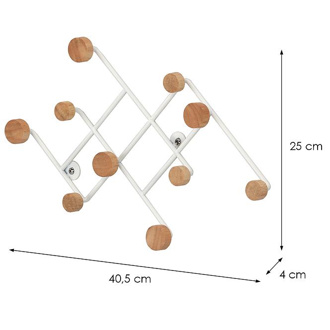 Nástenný vešiak  a háčikmi Gc5014 Biela/Prirodzené