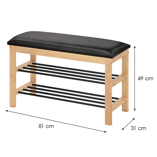 Regál na topánky so sedadlom Gc0835 čierna/prírodná,2