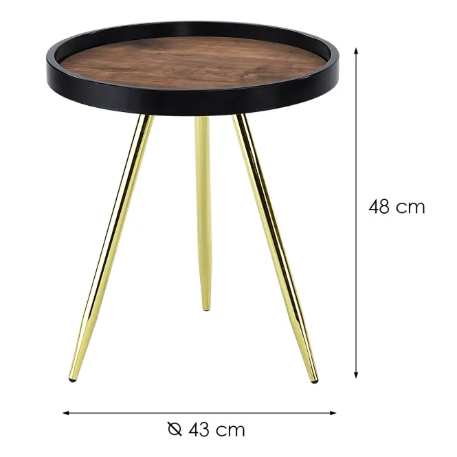 Konferenčný Stolík Gc7549 43x43x48 Mosadz/Čierna/Starož,2