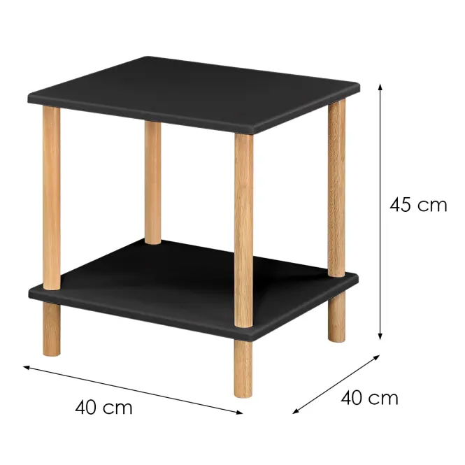 Konferenčný Stolík Gc7404 40x40x45 Čierna/Prírodná,2