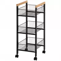 Úložný Vozík Gc6010 3 Úrovne Čierna/Prirodzené