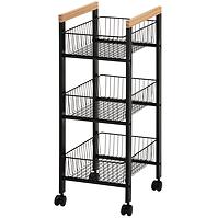 Úložný Vozík Gc6010 3 Úrovne Čierna/Prirodzené
