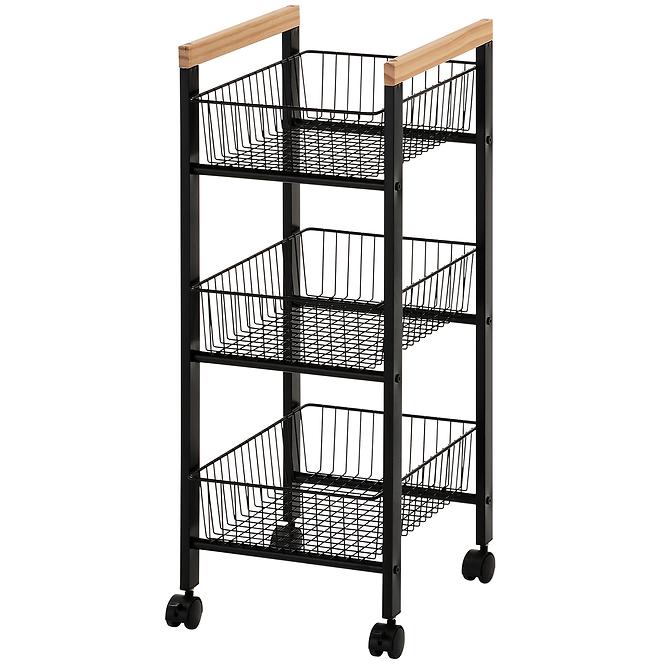 Úložný Vozík Gc6010 3 Úrovne Čierna/Prirodzené