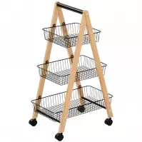 Úložný Vozík Gc6182 3 Úrovne Prirodzené/Čierna
