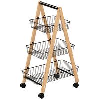Úložný Vozík Gc6182 3 Úrovne Prirodzené/Čierna