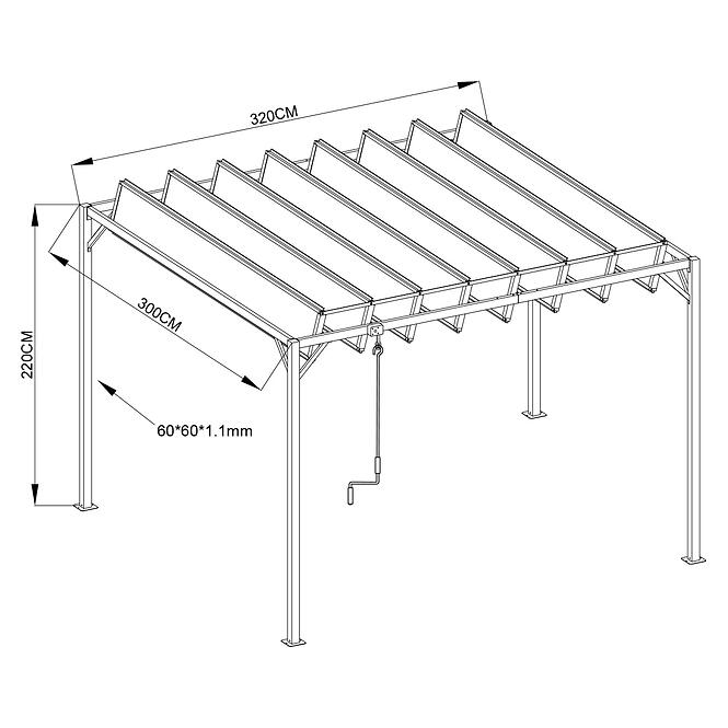 Záhradný pavilón / pergola YF-3866N 3x3.2m
