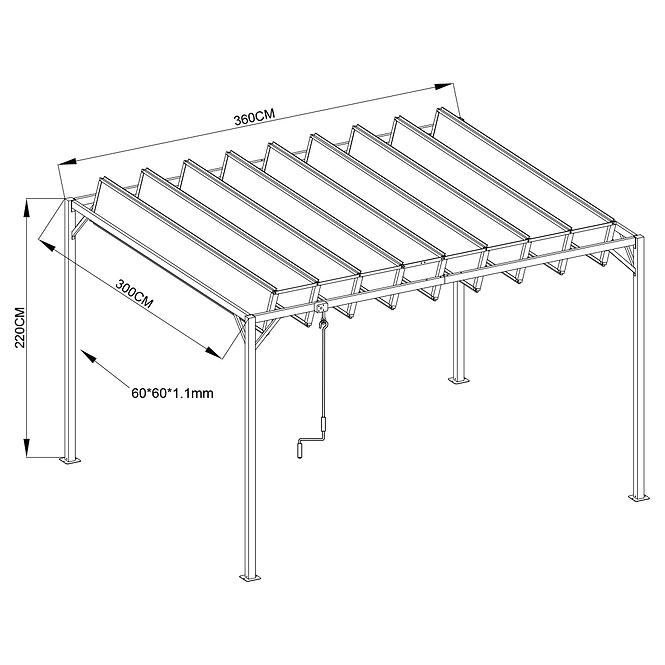 Záhradný pavilón / pergola YF-3866N 3x3.6m