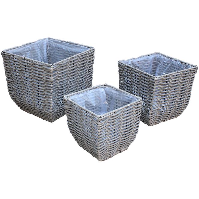 Kvetináč prútený štvorcový 34x35h sivý