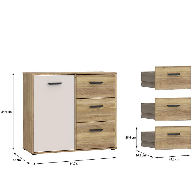 Komoda Mokkaro Mokk221l-M802 Piesok/Dub Mauvella