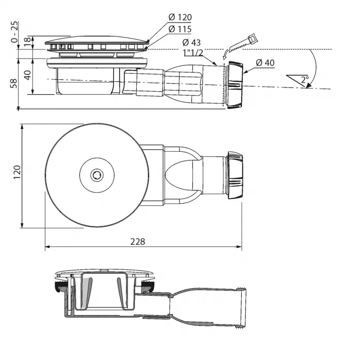 Sprchový odtok slim Ø 90 mm dva kryty mat čierny/strieborný 30724458