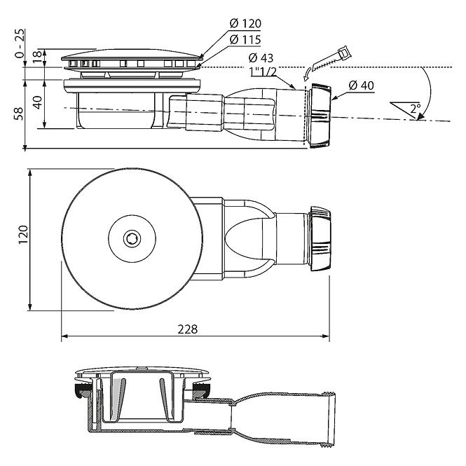 Sprchový odtok slim Ø 90 mm dva kryty mat čierny/strieborný 30724458