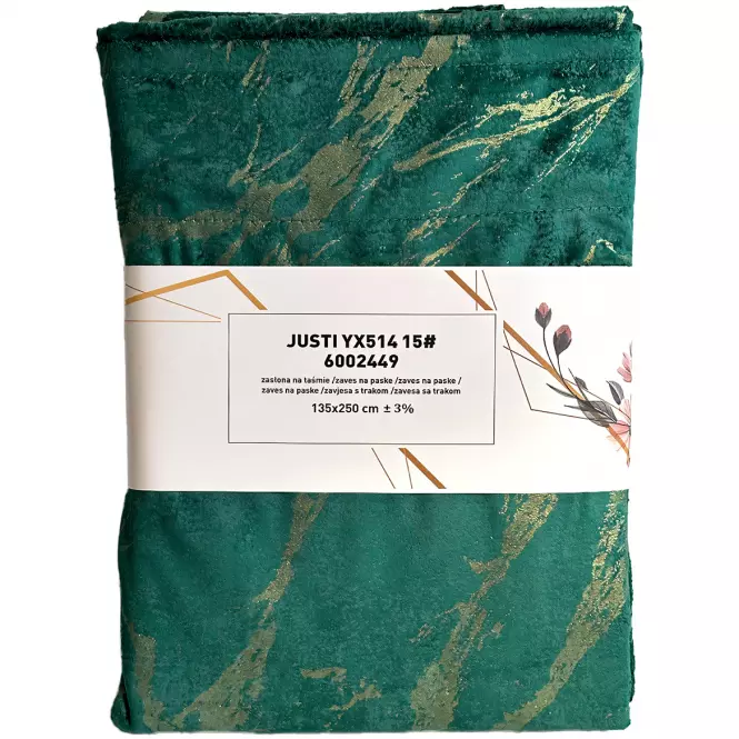 Záves na páske Velvet Justi YX514/15 135x250 cm cm zelený