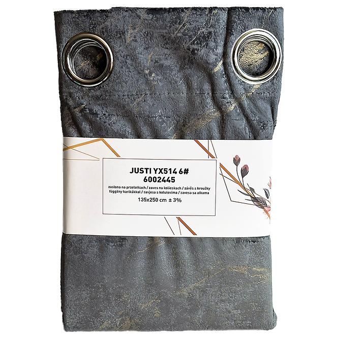 Záves na krúžkoch Velvet Justi YX514/6 135x250 cm sivý