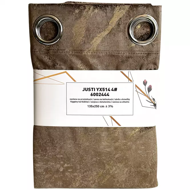 Záves na krúžkoch Velvet Justi YX514/4 135x250 cm hnedý