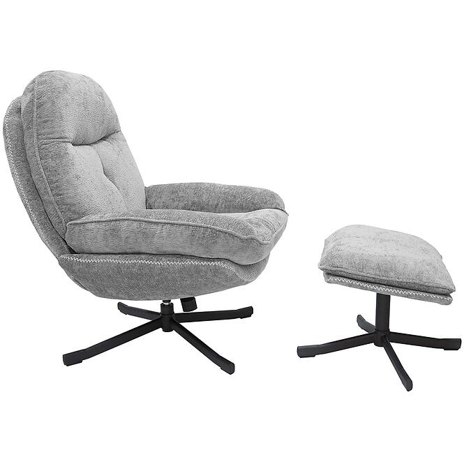 Kreslo Karmen s podnožkou svetlosivá