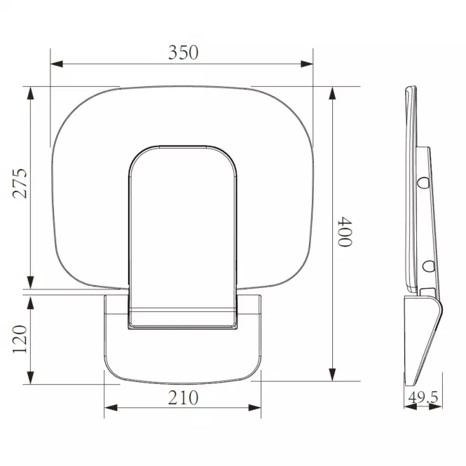 Sklopné sedadlo do sprchy Mersan Premium Line biela/chróm,3