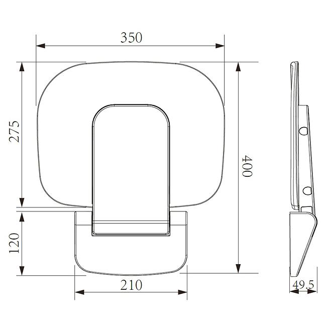 Sklopné sedadlo do sprchy Mersan Premium Line biela/chróm,3