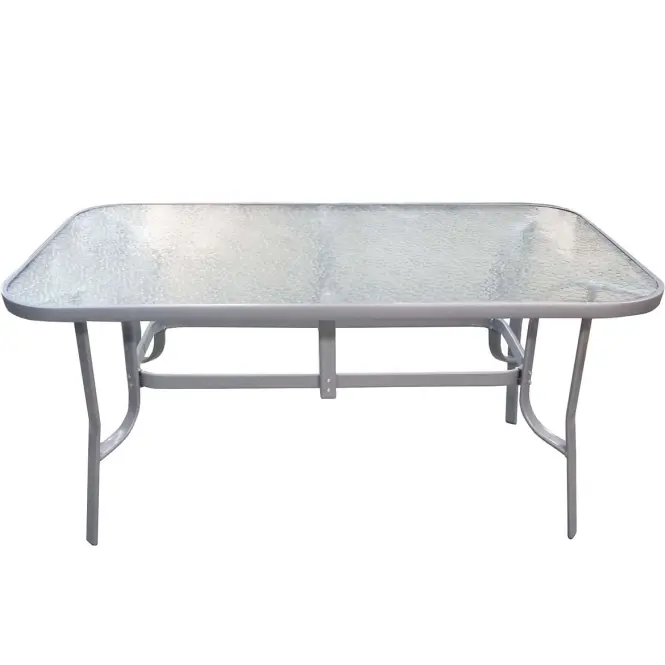 Sklenený stôl striebro