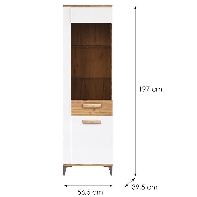 Vitrína P Snobi Sb09 Dub Craft/Alpská biela,2