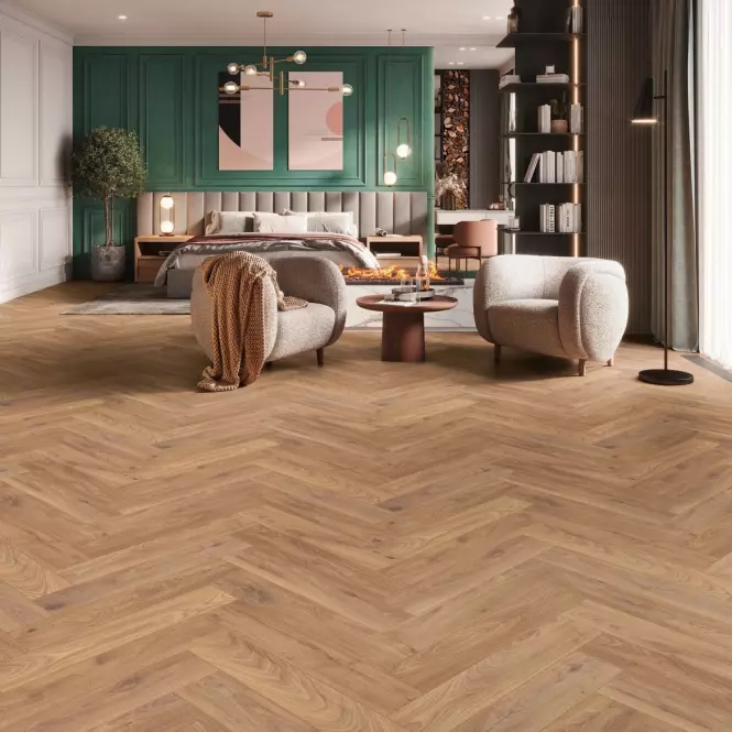 Laminátová podlaha vodeodolná Dub Firebrand 8mm AC5 Herringbone K450