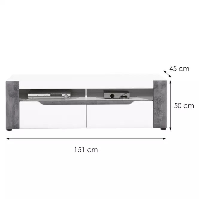 TV stolík Brando B01 Biela/Betón,2