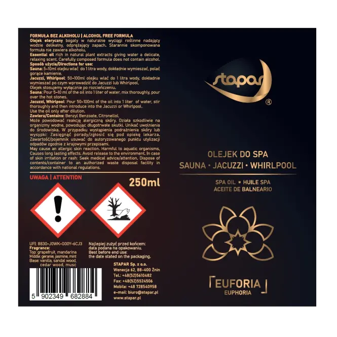 Olej do Spa bazénov 250ml Euforia,2