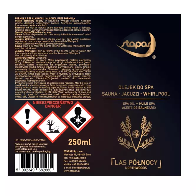 Vonný olej do bazénov Spa 250ml Severný les