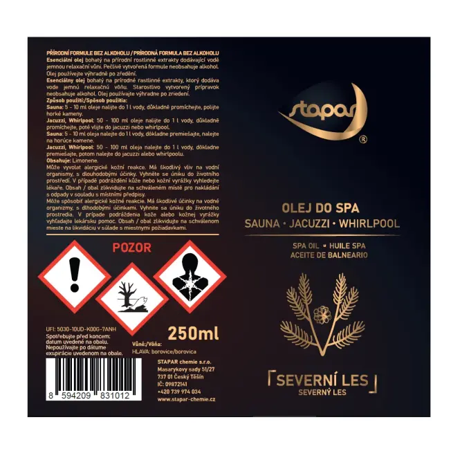 Vonný olej do bazénov Spa 250ml Severný les,4