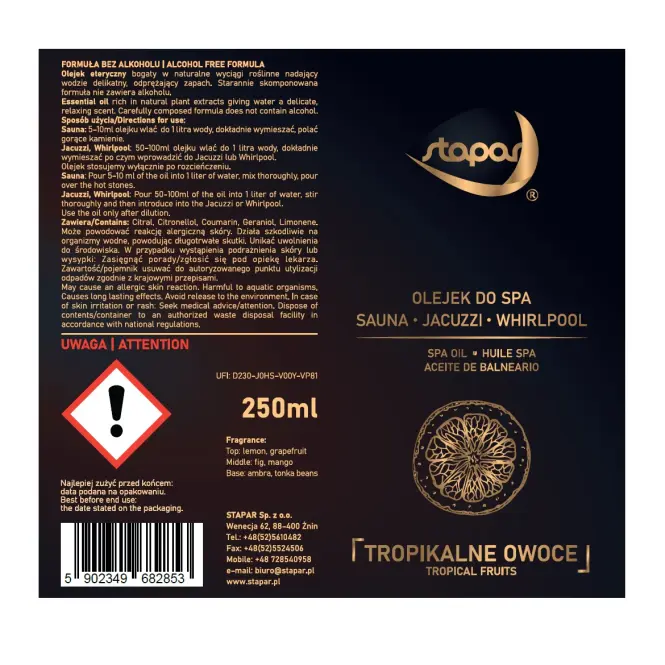 Olej do bazénov Spa 250ml Tropické ovocie,2