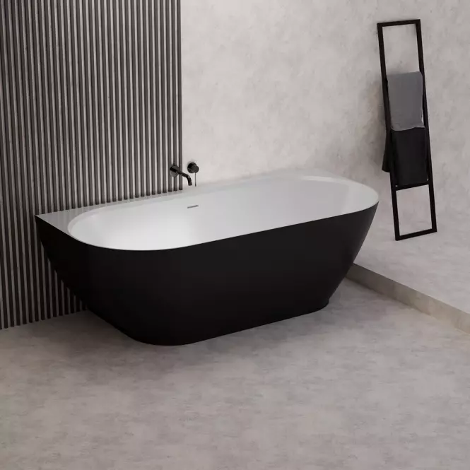 Vaňa Lesla 168x82 konglomerát čierna/biela matná,3