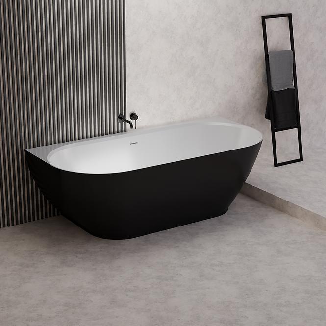 Vaňa Lesla 168x82 konglomerát čierna/biela matná,3