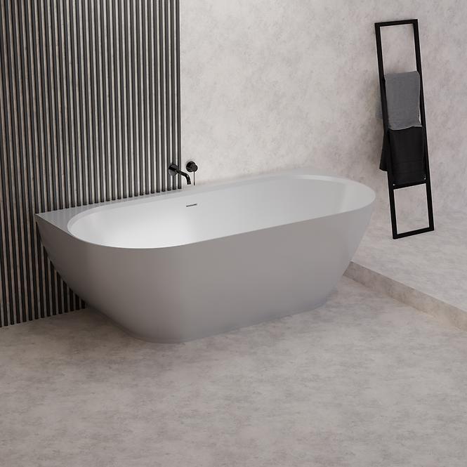 Vaňa Lesla 168x82 konglomerát biela matná,2