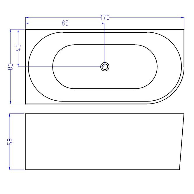 Voľne stojaca vaňa Omega 170x80x58 ľavý