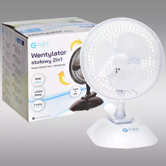 Ventilátor Table  EKW517 White 6” 2in1