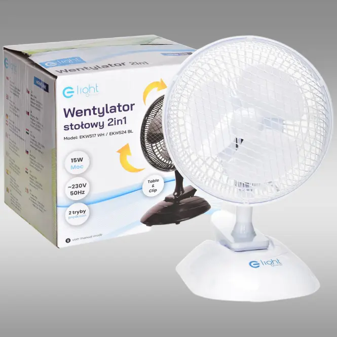 Ventilátor Table  EKW517 White 6” 2in1,6