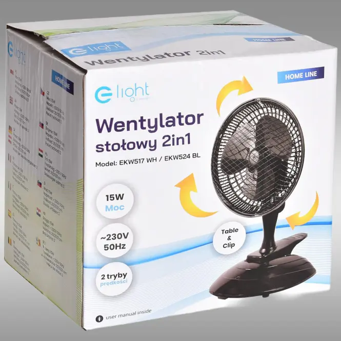 Ventilátor Table EKW524 Black 6” 2in1,6