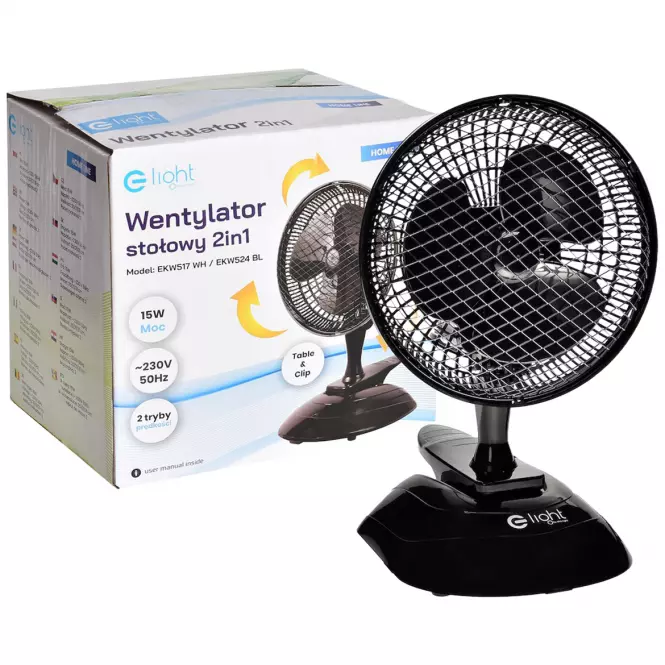 Ventilátor Table EKW524 Black 6” 2in1